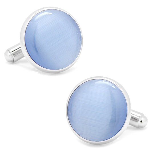 Silver and Blue Catseye Cufflinks - Concordia Style Boutique