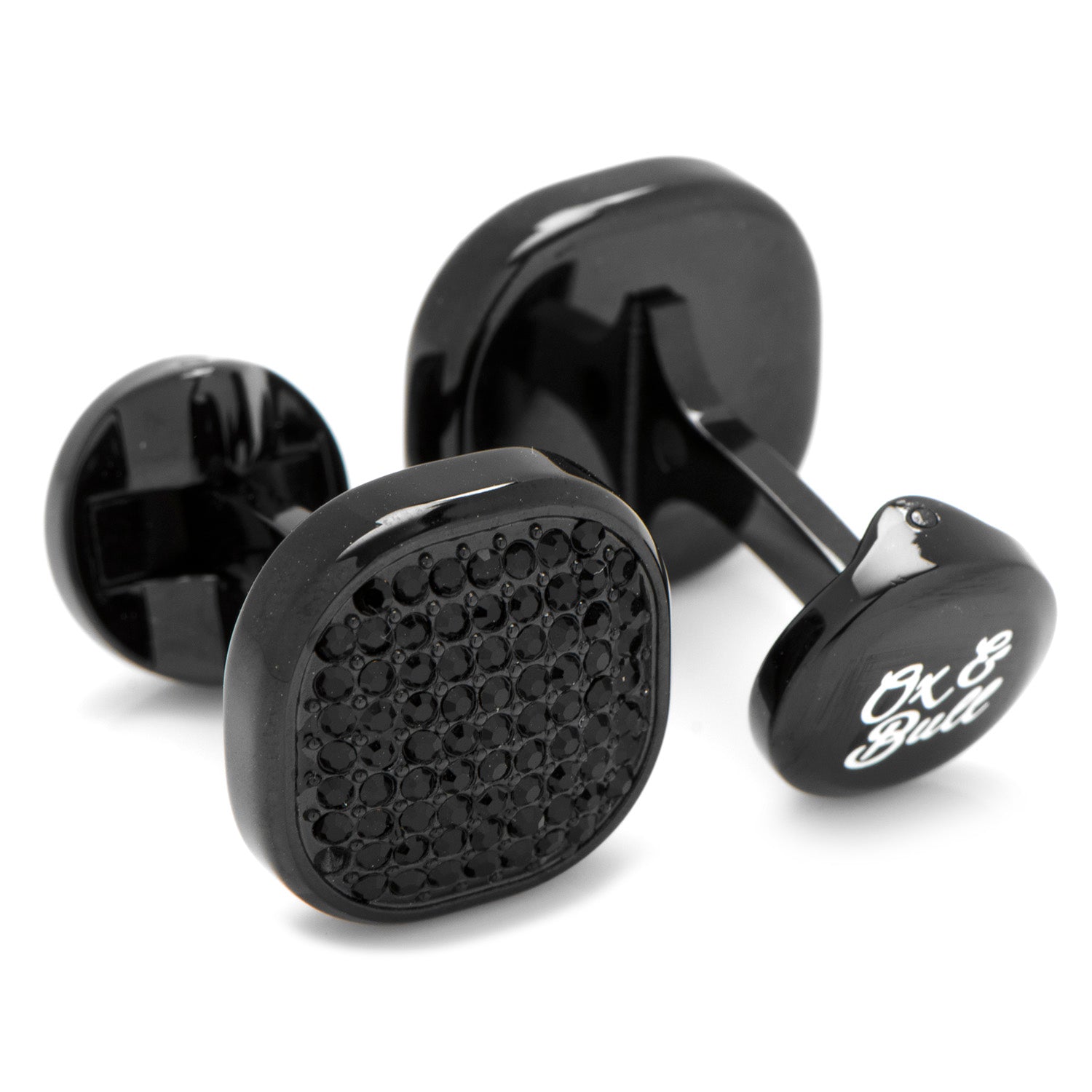 Black Stainless Steel Black Pave Crystal Cufflinks - Concordia Style Boutique
