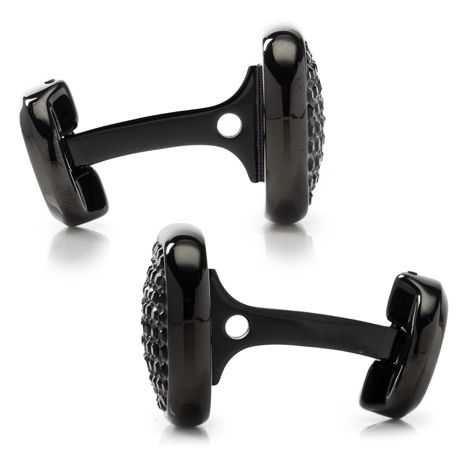 Black Stainless Steel Black Pave Crystal Cufflinks - Concordia Style Boutique