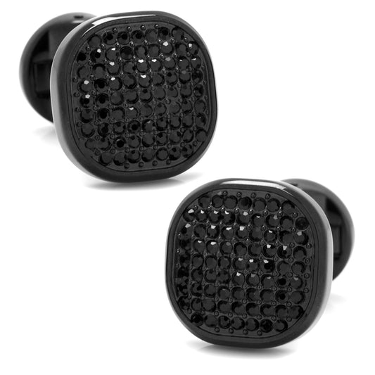 Black Stainless Steel Black Pave Crystal Cufflinks - Concordia Style Boutique