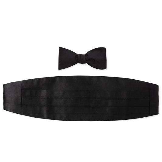 Black Silk Cummerbund and Bowtie Set - Concordia Style Boutique