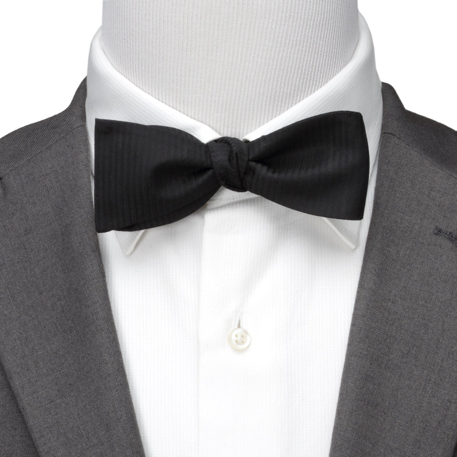 Black Formal Pinstripe Silk Bow Tie - Concordia Style Boutique