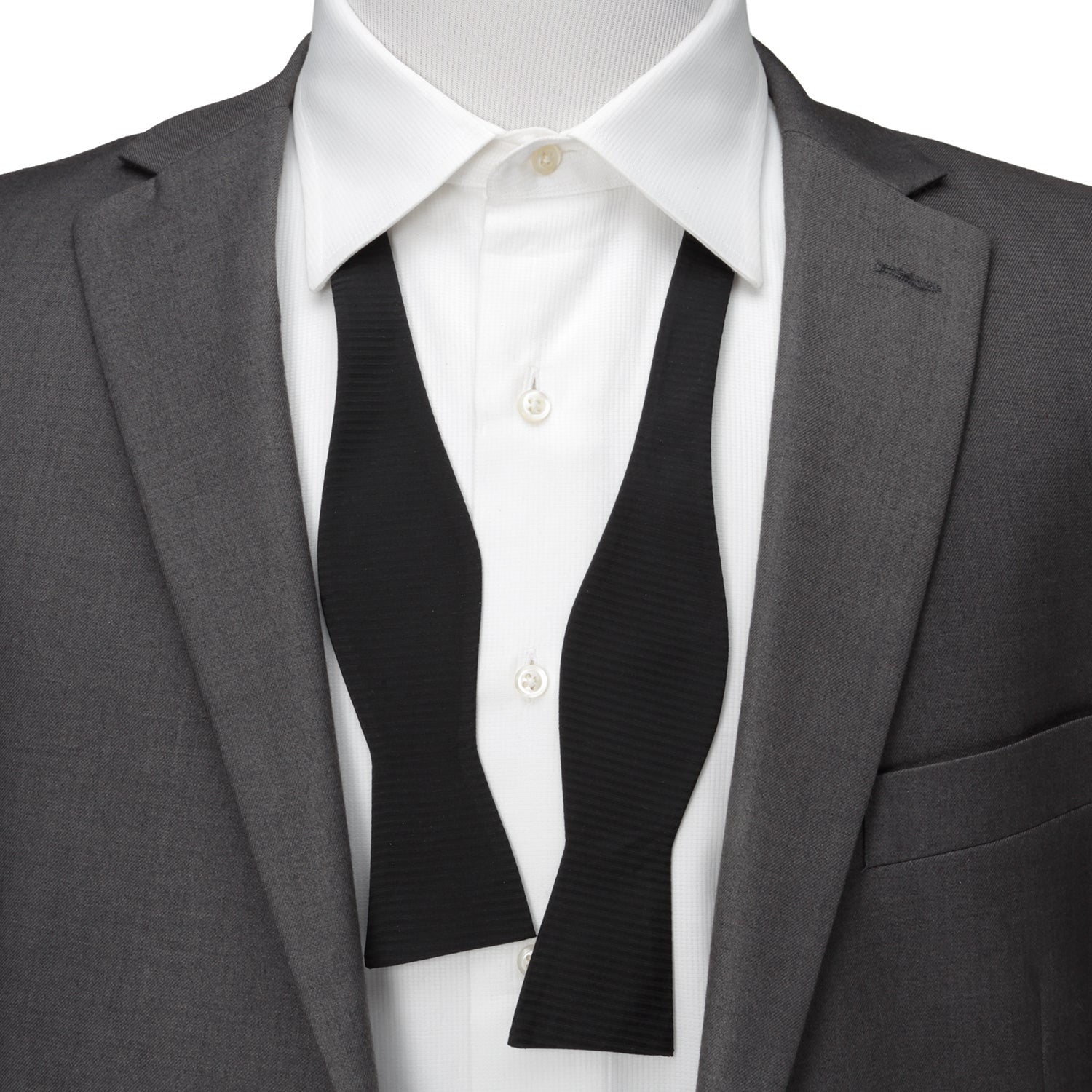 Black Formal Pinstripe Silk Bow Tie - Concordia Style Boutique