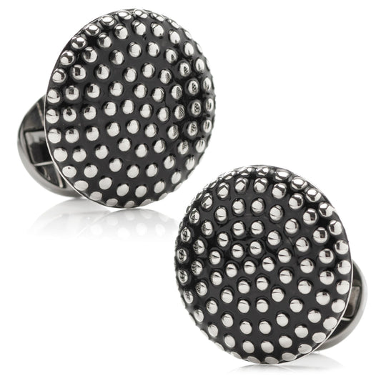 Silver Circle Dot Texture Cufflinks - Concordia Style Boutique