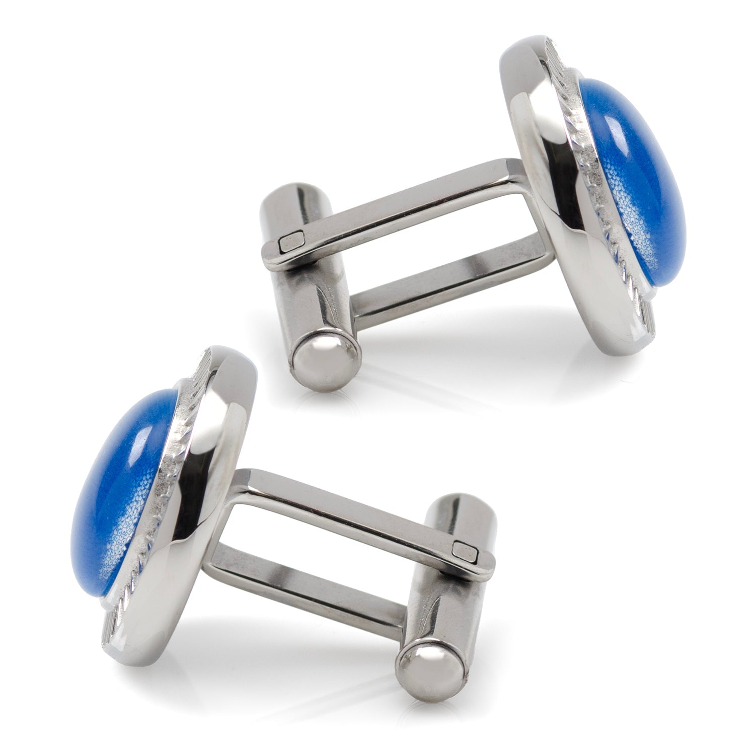Radiant Blue Catseye Stainless Steel Cufflinks - Concordia Style Boutique