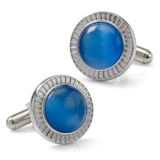 Radiant Blue Catseye Stainless Steel Cufflinks - Concordia Style Boutique