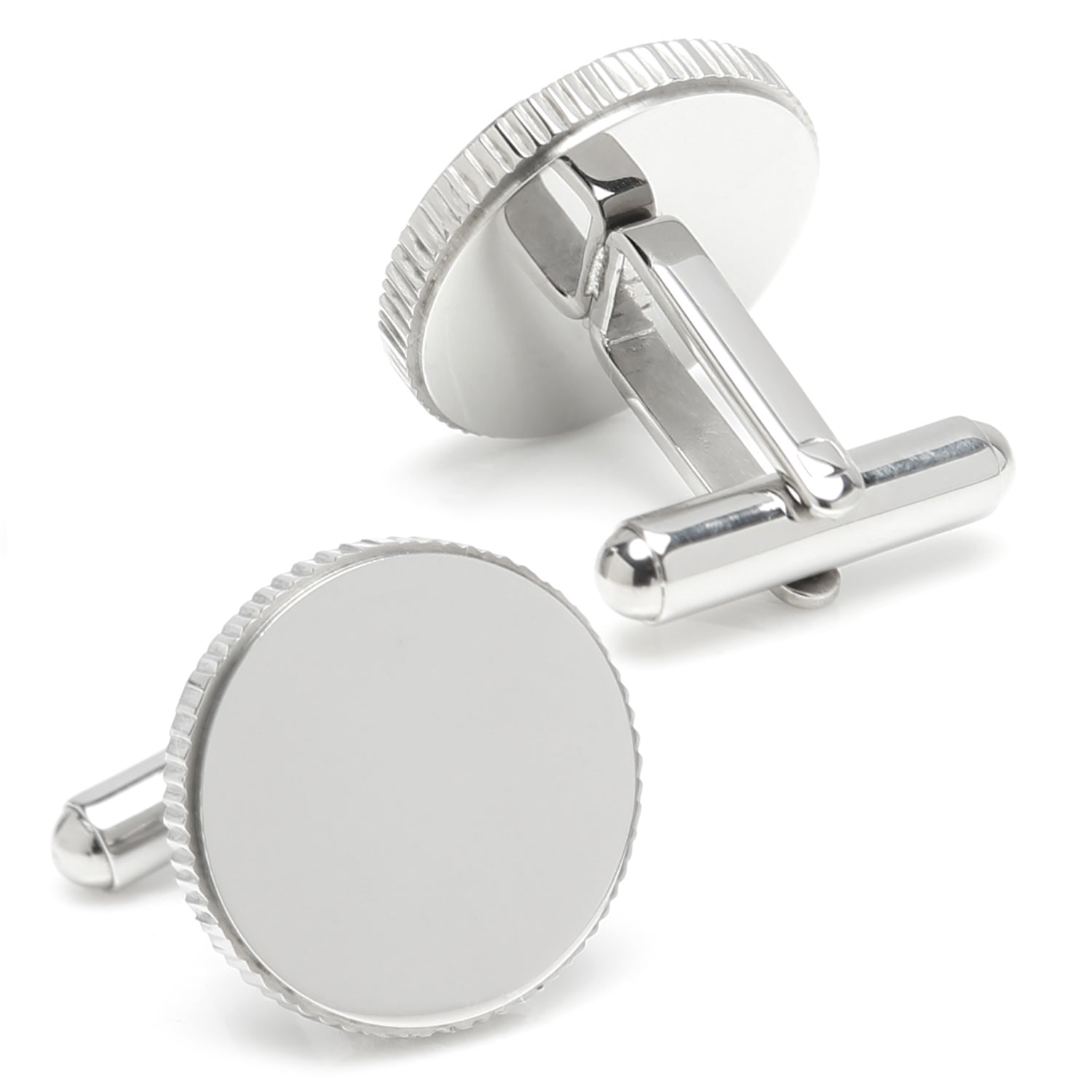 Stainless Steel Coin Edge Engravable Cufflinks - Concordia Style Boutique