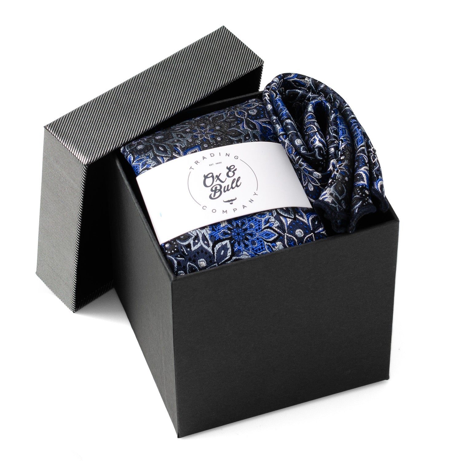 Navy Floral Tie and Pocket Square Gift Set - Concordia Style Boutique
