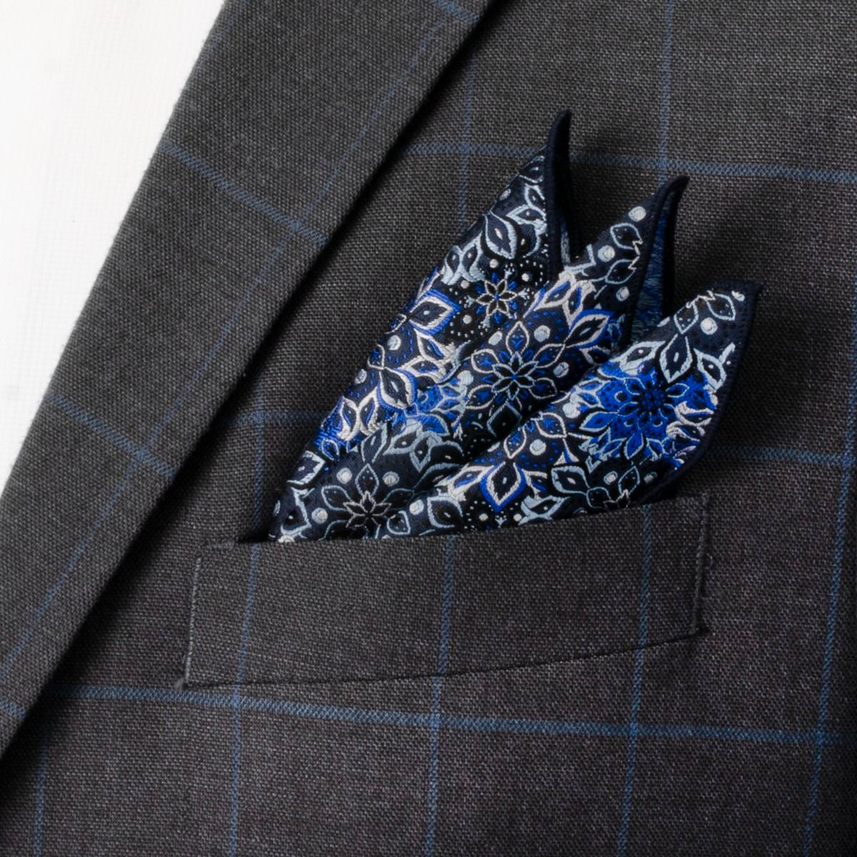 Navy Floral Tie and Pocket Square Gift Set - Concordia Style Boutique
