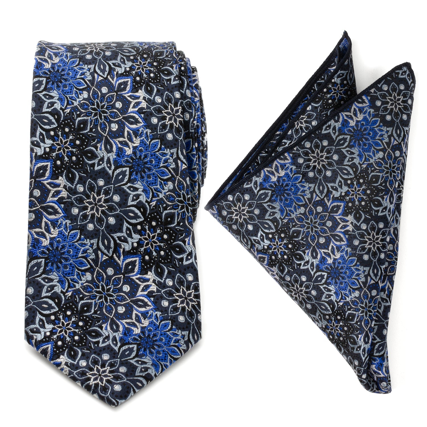 Navy Floral Tie and Pocket Square Gift Set - Concordia Style Boutique