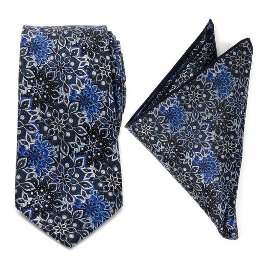 Navy Floral Tie and Pocket Square Gift Set - Concordia Style Boutique