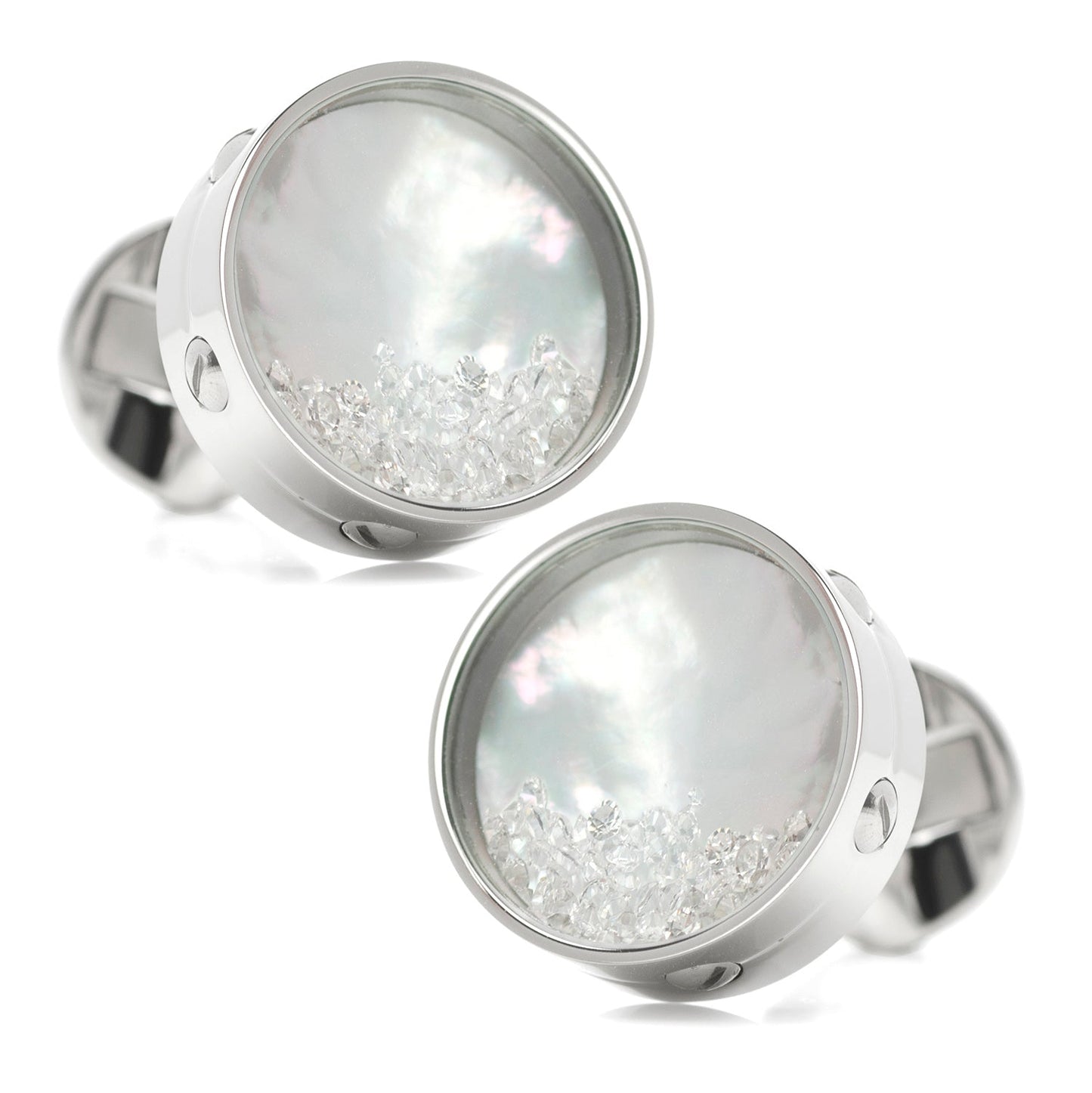 Mother of Pearl Floating Crystals Cufflinks - Concordia Style Boutique