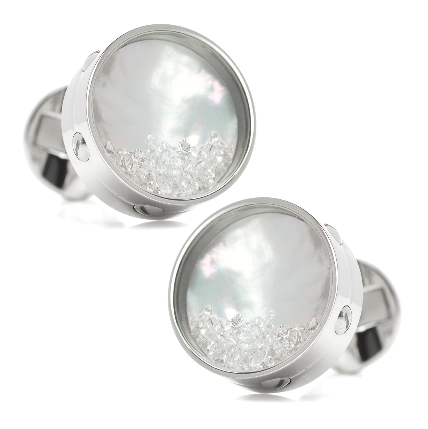 Mother of Pearl Floating Crystals Cufflinks - Concordia Style Boutique