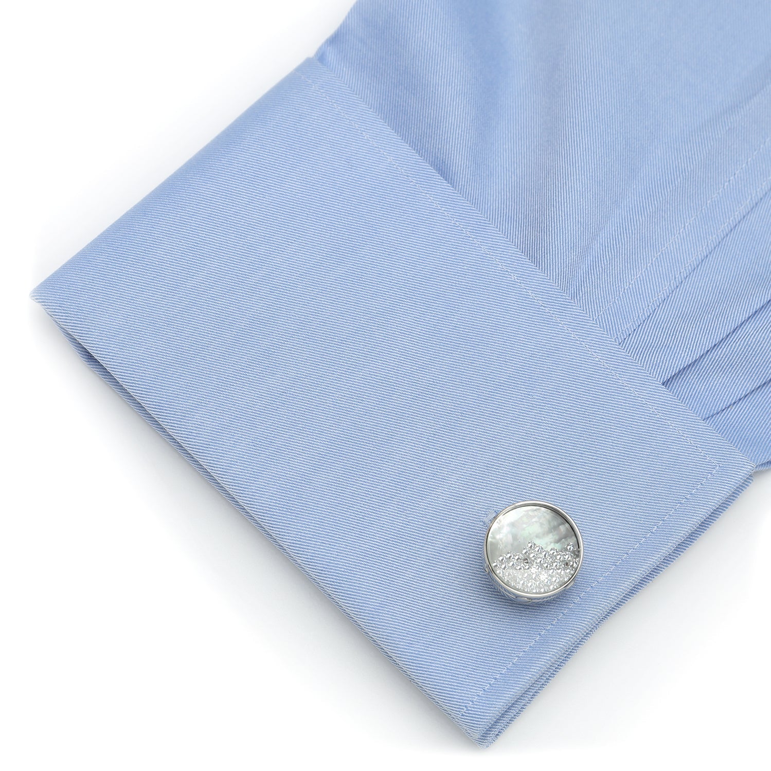 Mother of Pearl Floating Crystals Cufflinks - Concordia Style Boutique
