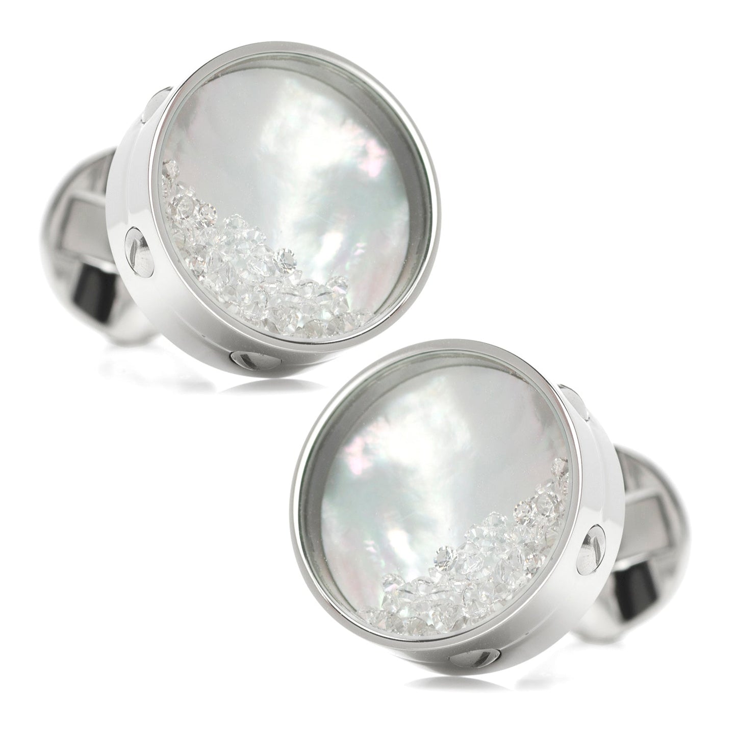 Mother of Pearl Floating Crystals Cufflinks - Concordia Style Boutique