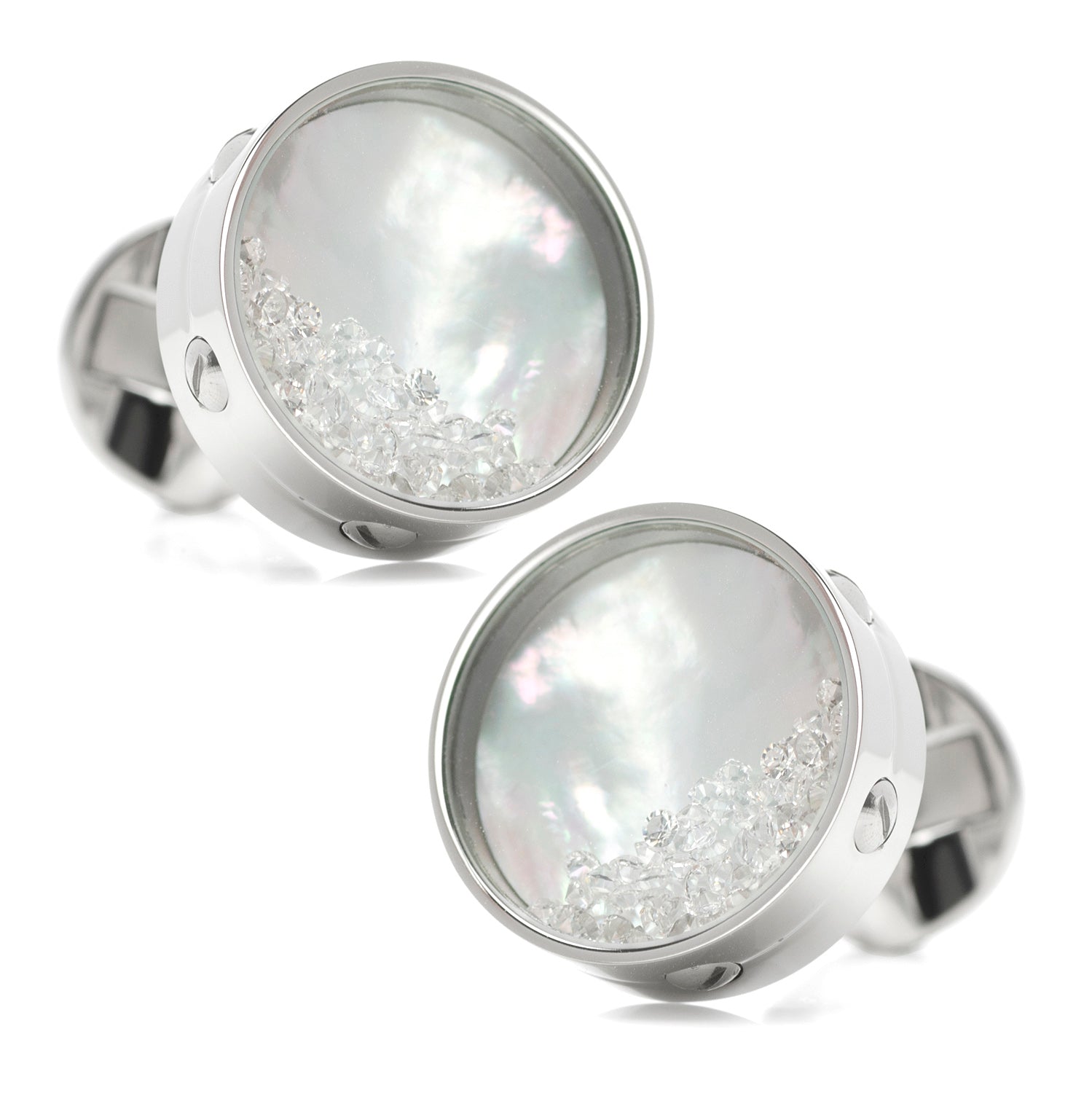 Mother of Pearl Floating Crystals Cufflinks - Concordia Style Boutique