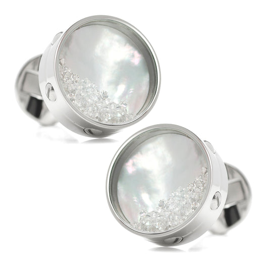 Mother of Pearl Floating Crystals Cufflinks - Concordia Style Boutique