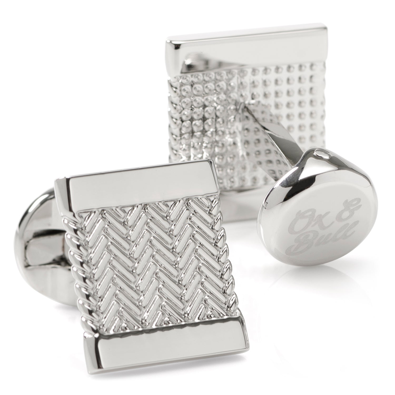 Silver Herringbone Cufflinks - Concordia Style Boutique