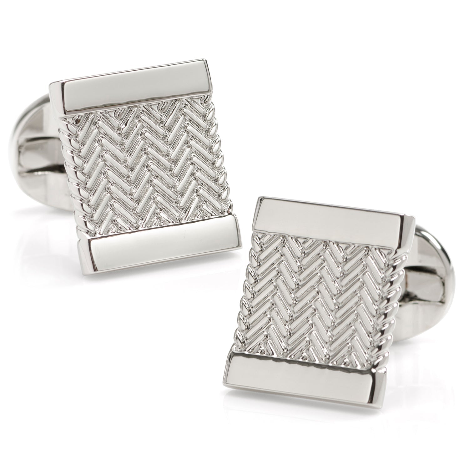 Silver Herringbone Cufflinks - Concordia Style Boutique