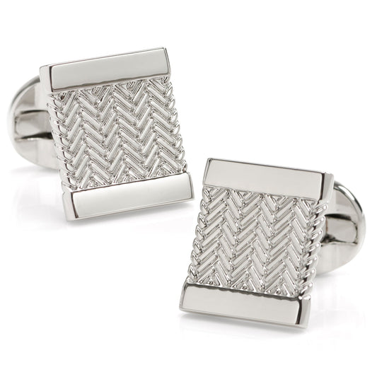 Silver Herringbone Cufflinks - Concordia Style Boutique