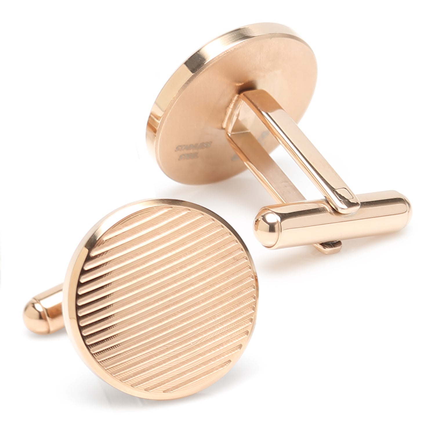 Rose Gold Line Stainless Steel Cufflinks - Concordia Style Boutique
