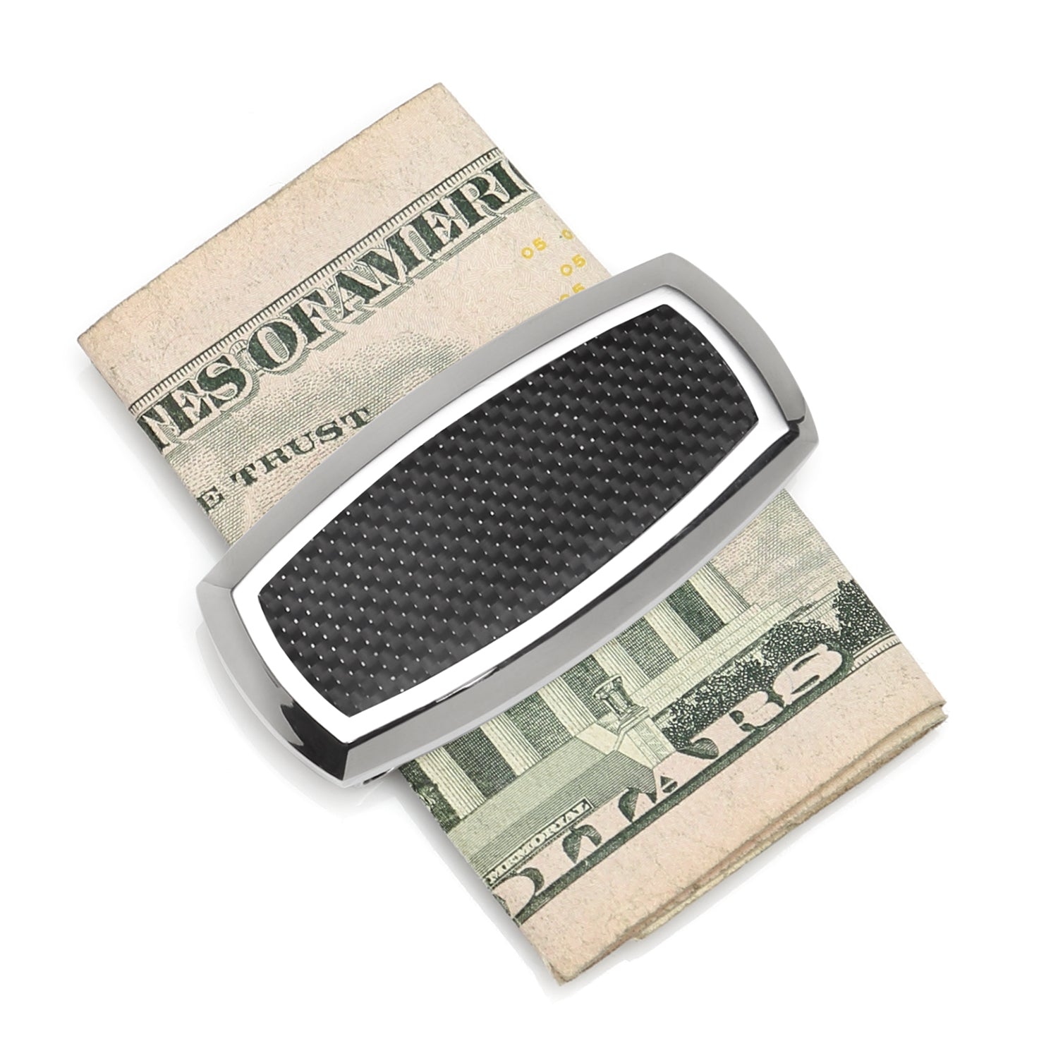 Stainless Steel Inlaid Black Carbon Fiber Money Clip - Concordia Style Boutique