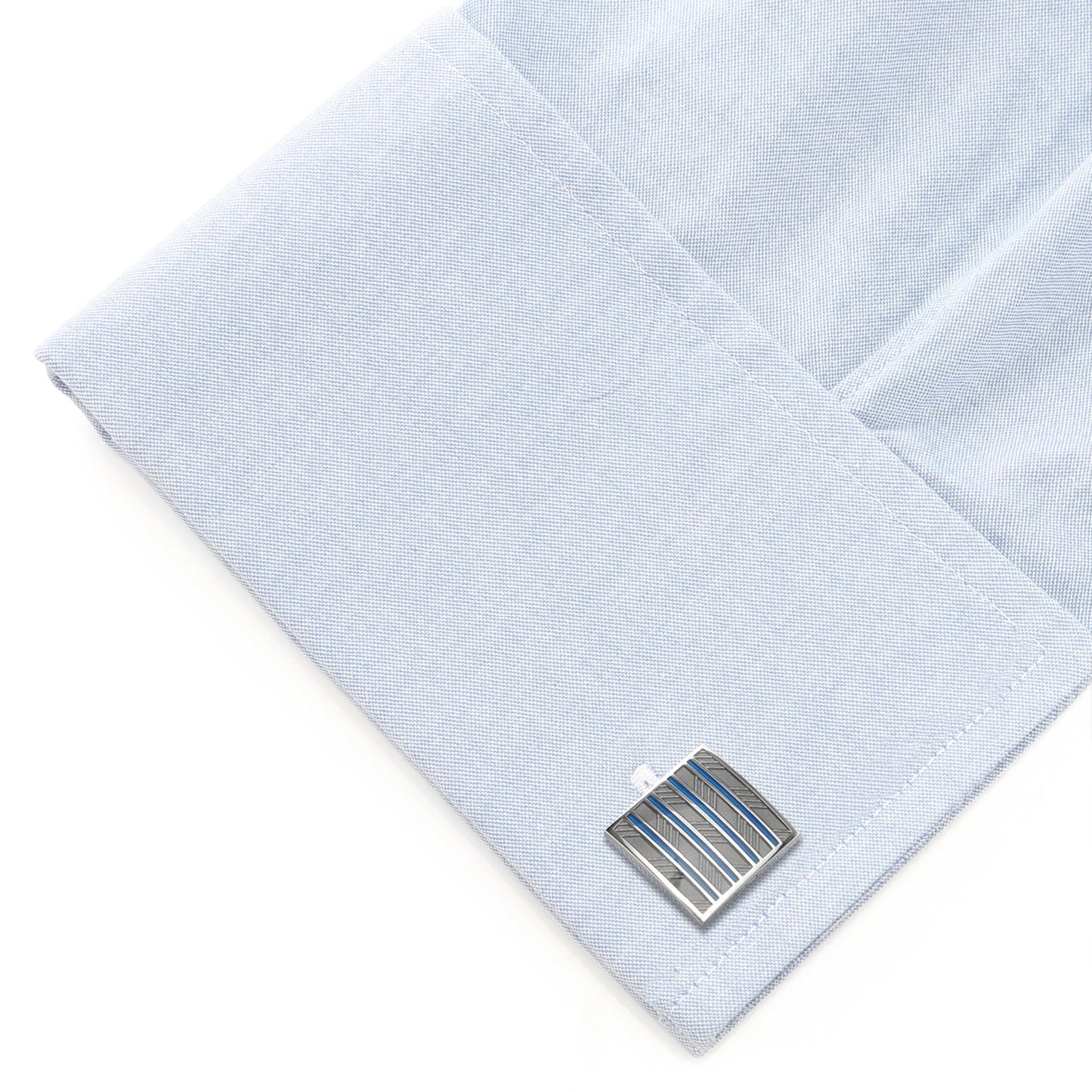 Gray and Blue Striped Square Cufflinks - Concordia Style Boutique