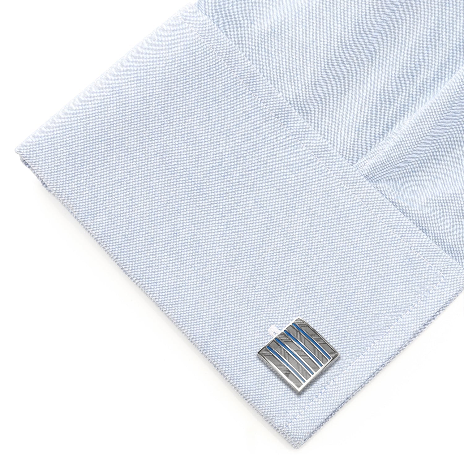 Gray and Blue Striped Square Cufflinks - Concordia Style Boutique