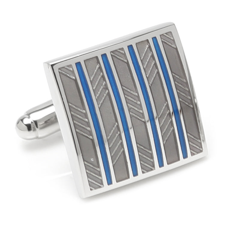 Gray and Blue Striped Square Cufflinks - Concordia Style Boutique