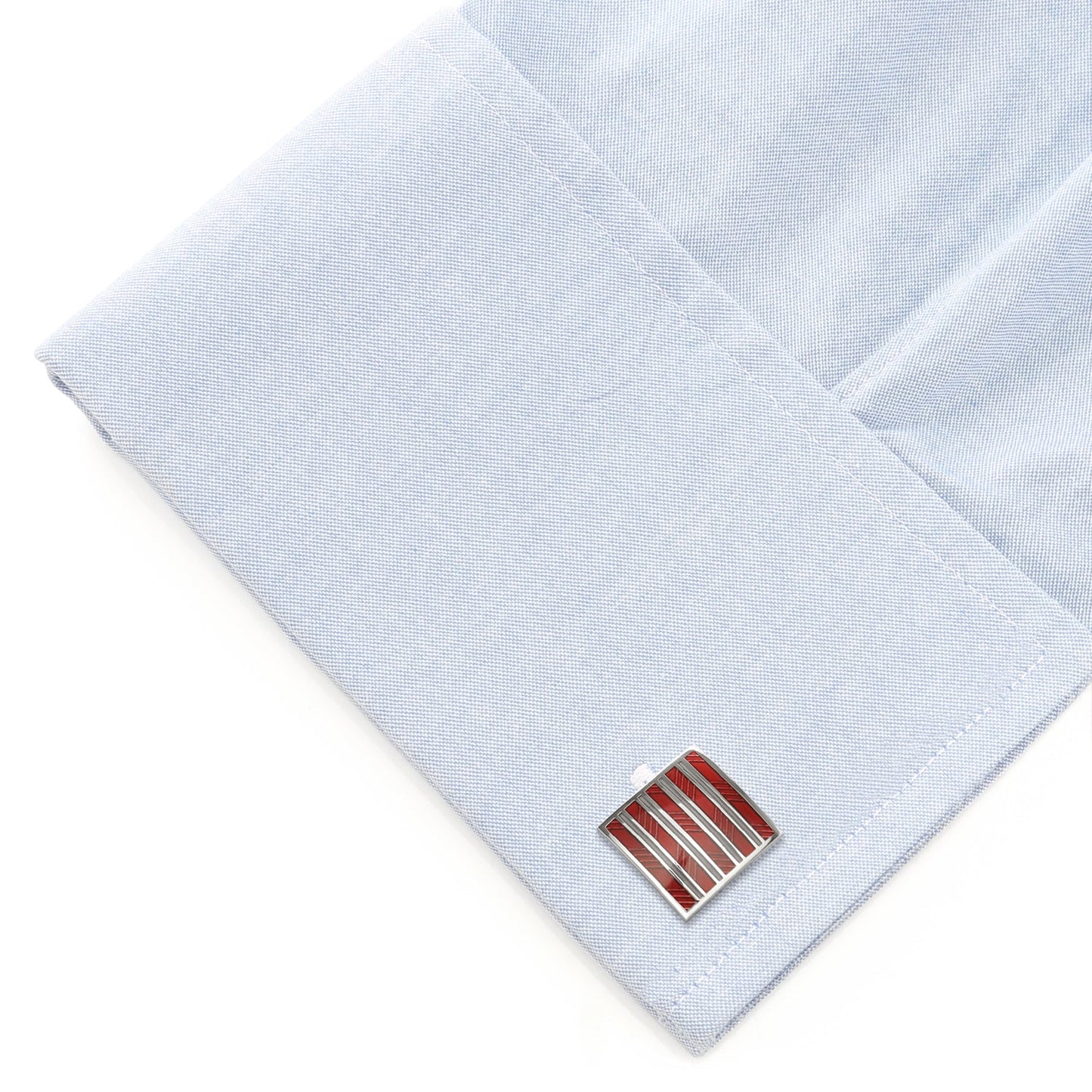 Red and Gray Striped Square Cufflinks - Concordia Style Boutique