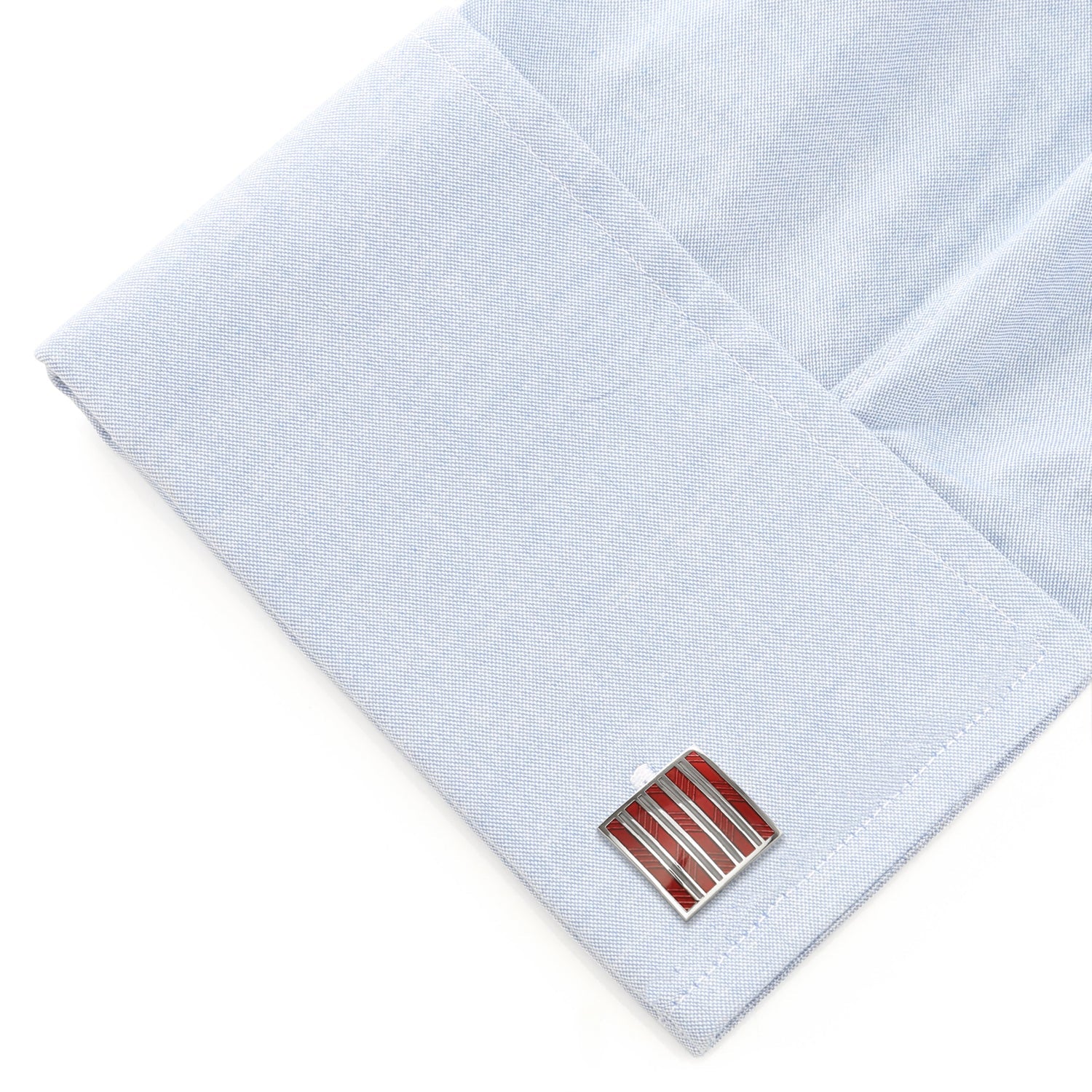 Red and Gray Striped Square Cufflinks - Concordia Style Boutique