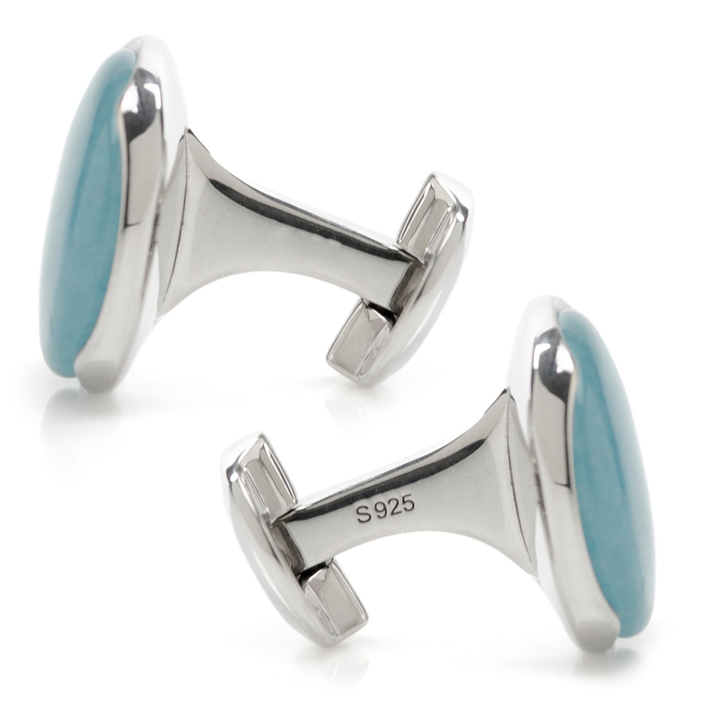 Sterling Silver Classic Formal Aquamarine Jade Cufflinks - Concordia Style Boutique