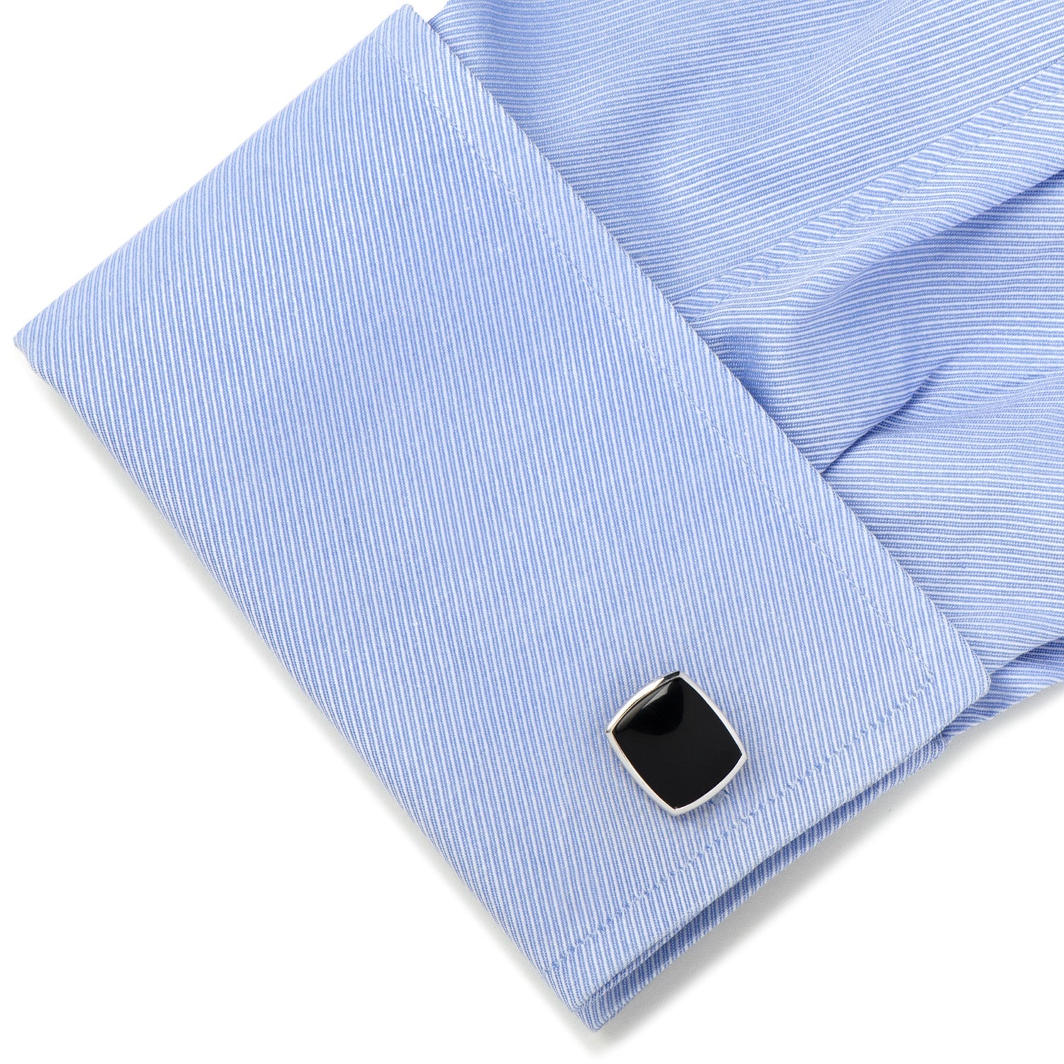 Sterling Silver Classic Cushion Onyx Cufflinks - Concordia Style Boutique