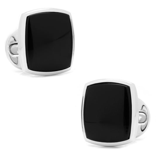 Sterling Silver Classic Cushion Onyx Cufflinks - Concordia Style Boutique