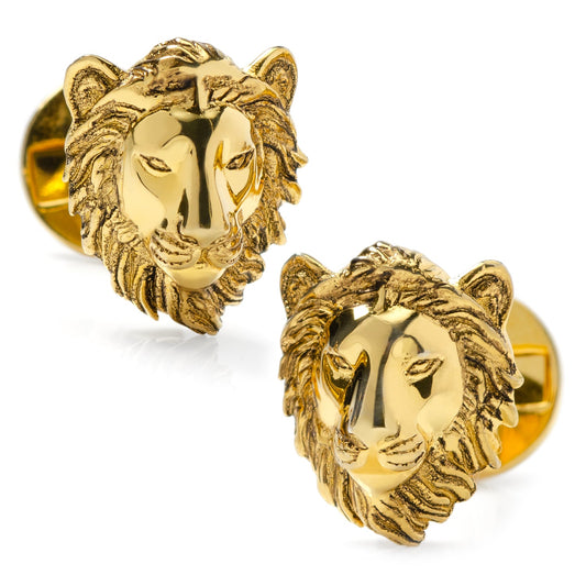 Gold Plated Sterling Lion Head Cufflinks - Concordia Style Boutique