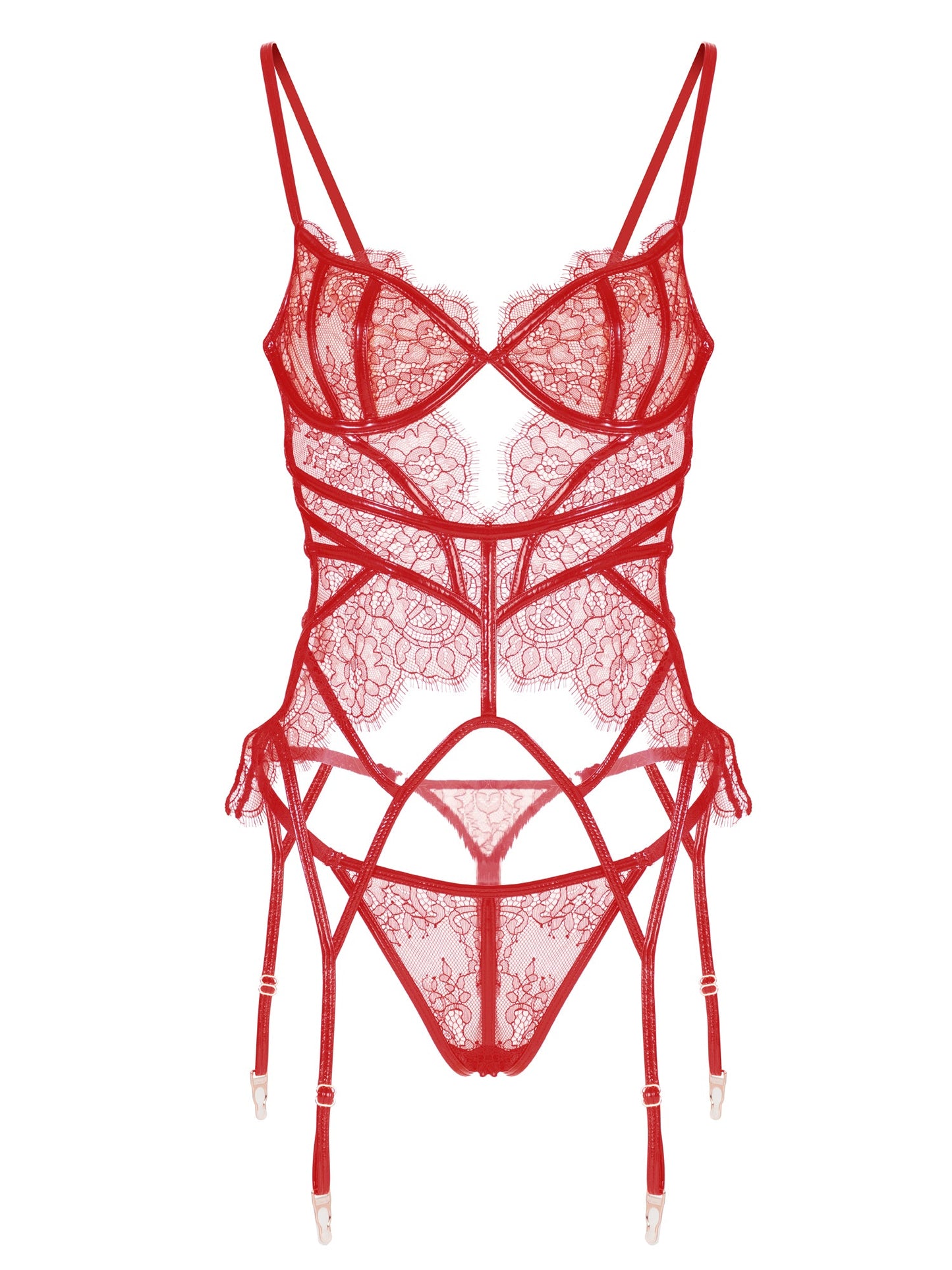 Red Patent Leather Lingerie Set - Concordia Style Boutique