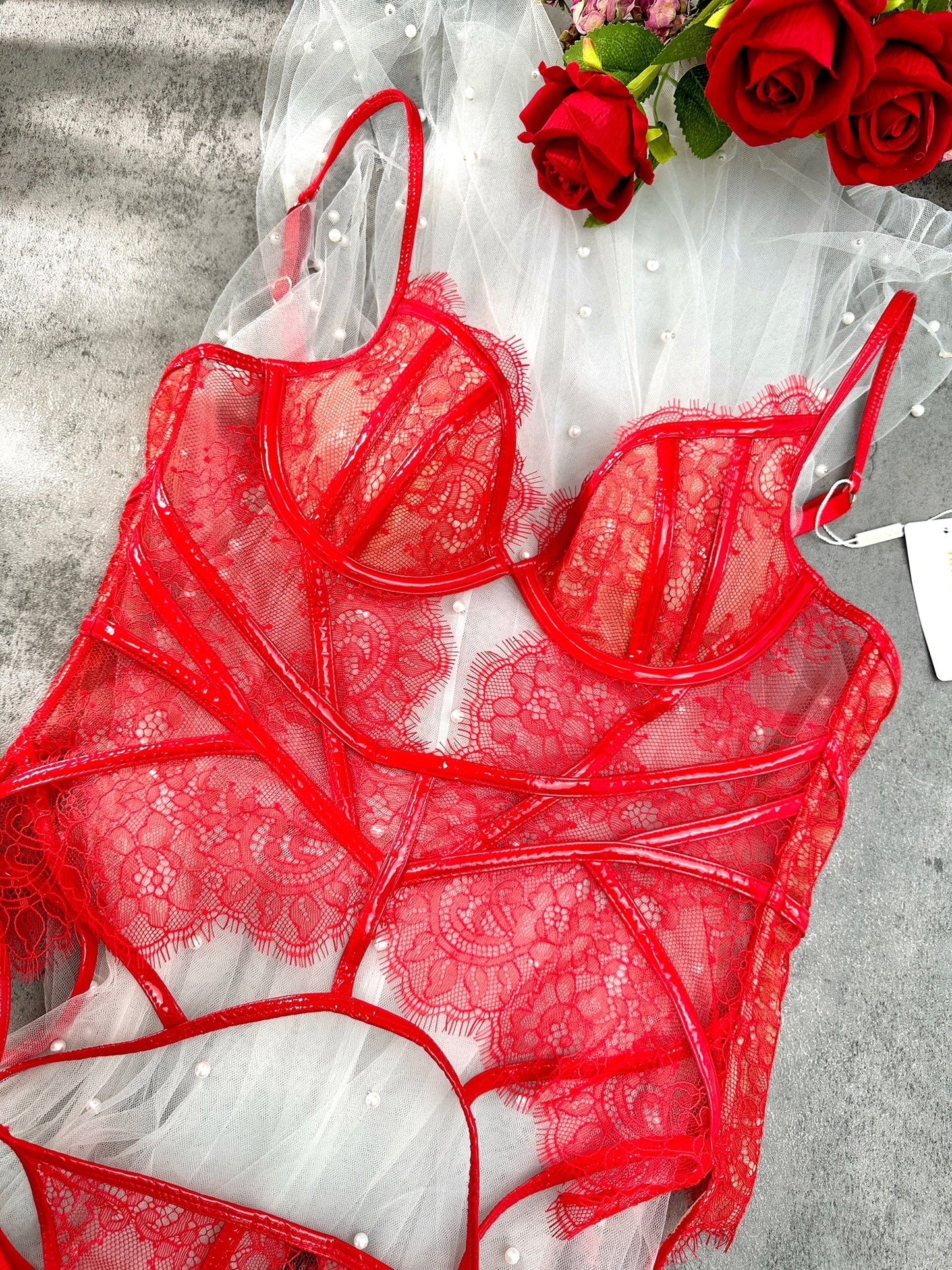 Red Patent Leather Lingerie Set - Concordia Style Boutique