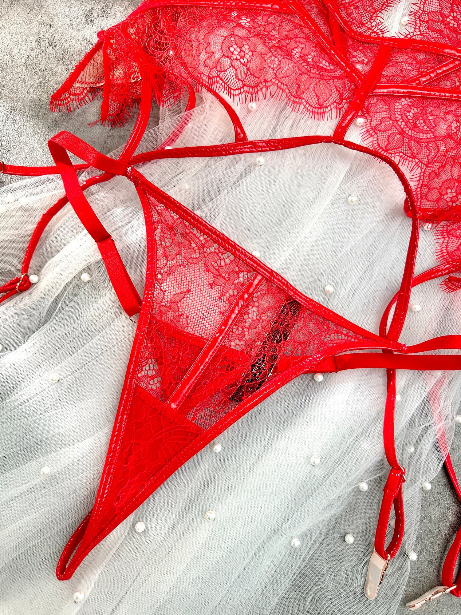 Red Patent Leather Lingerie Set - Concordia Style Boutique