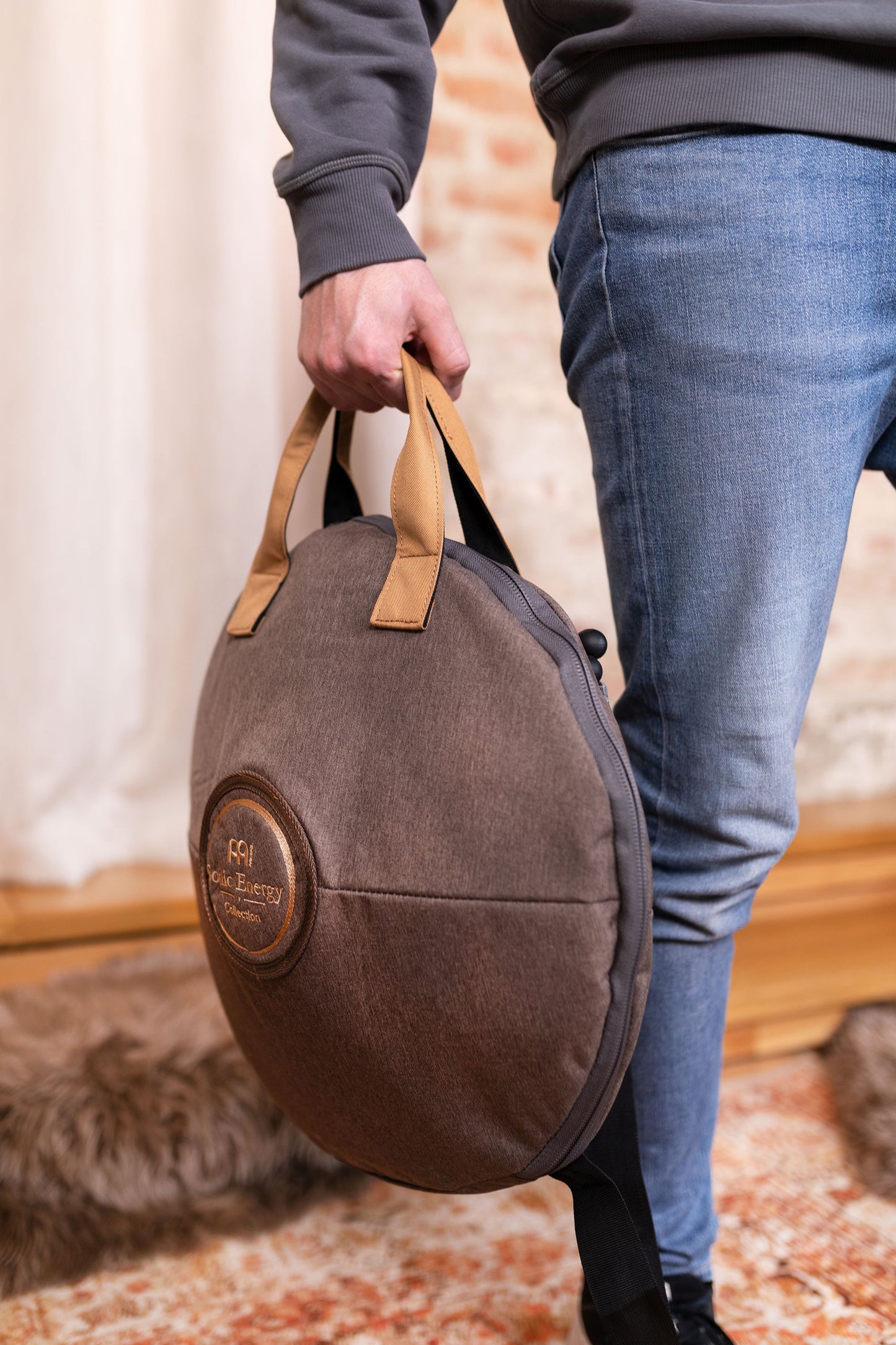 16" Octave Steel Tongue Drum, D Amara, Lasered Floral Design, Navy Blue