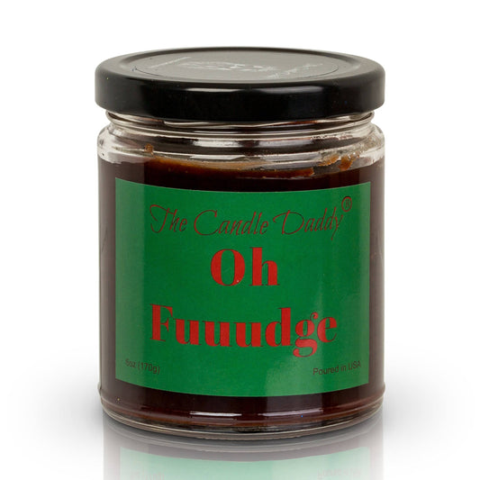 Oh Fuuudge Holiday Candle - Funny Chocolate Fudge Scented Candle - Funny Holiday Candle for Christmas, New Years - Long Burn Time, Holiday Fragrance, Hand Poured in USA - 6oz