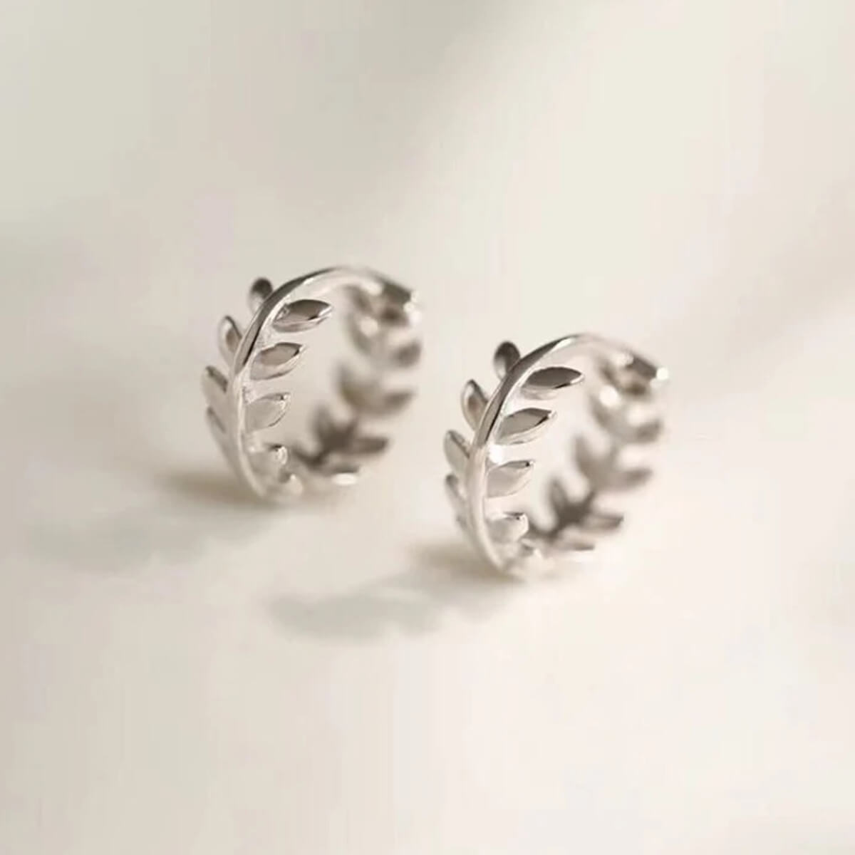 TINY OLIVE LEAVES HOOP EARRINGS (PAIR) - Concordia Style Boutique