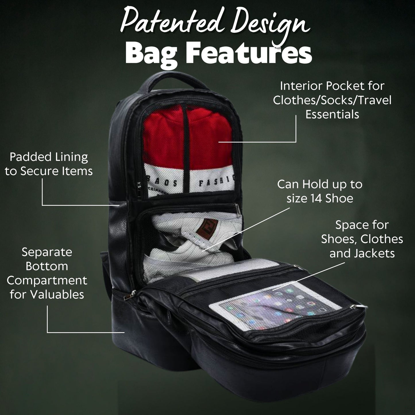 Black Leather Patented Carry On Backpack (Only 300 Made)