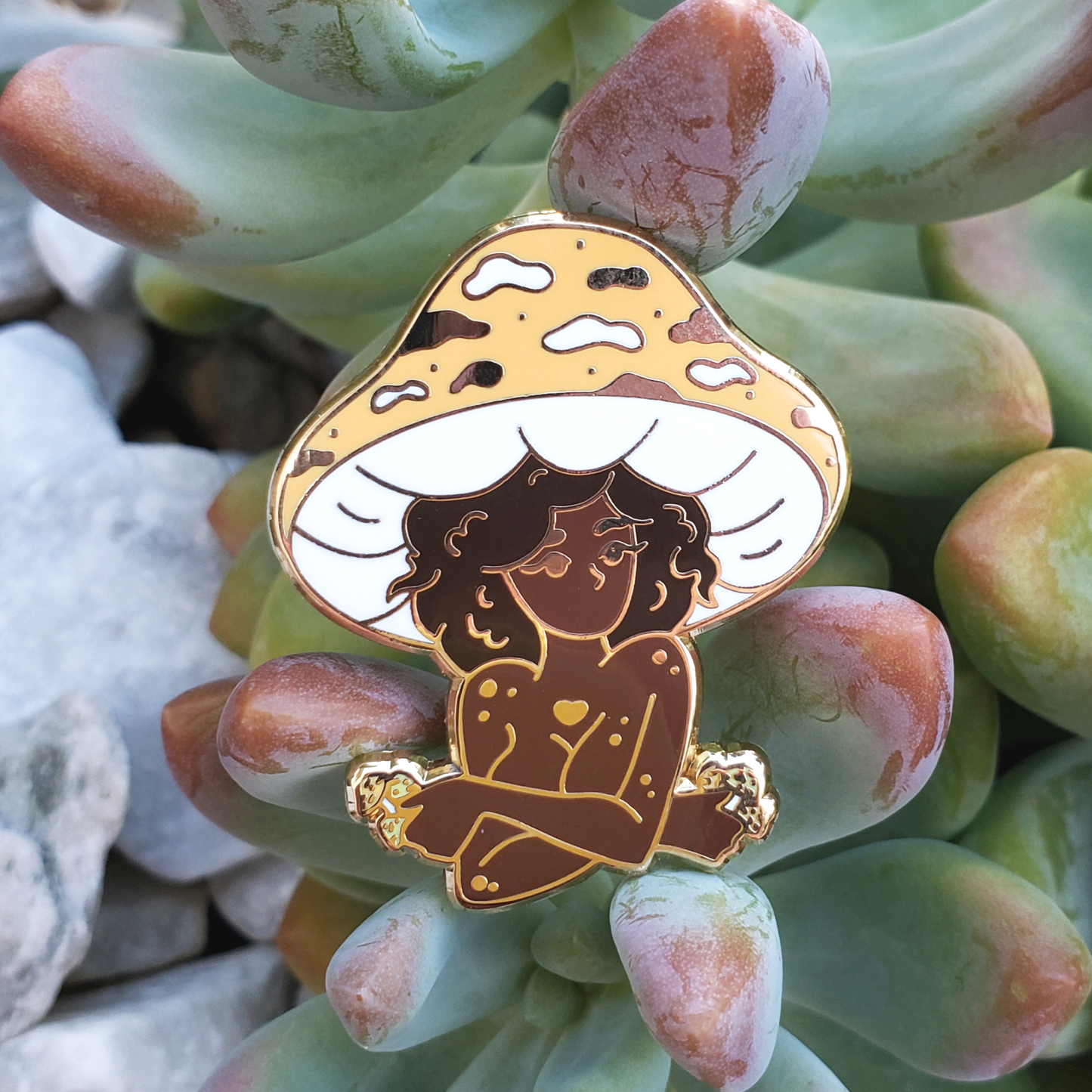 Orange Mushroom Girl - Hard Enamel Pin - Concordia Style Boutique