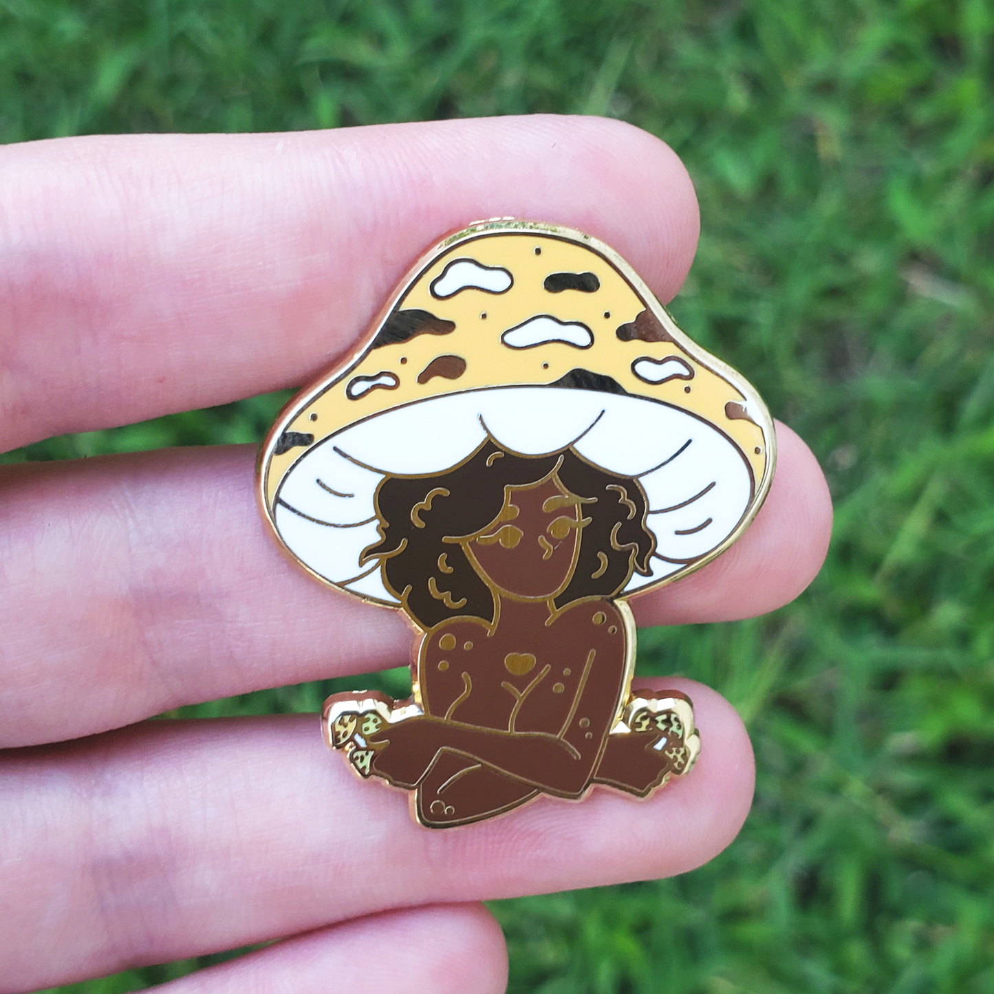 Orange Mushroom Girl - Hard Enamel Pin - Concordia Style Boutique
