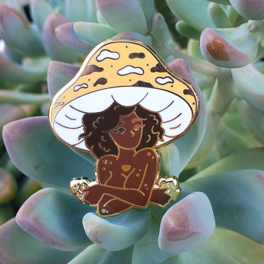 Orange Mushroom Girl - Hard Enamel Pin - Concordia Style Boutique