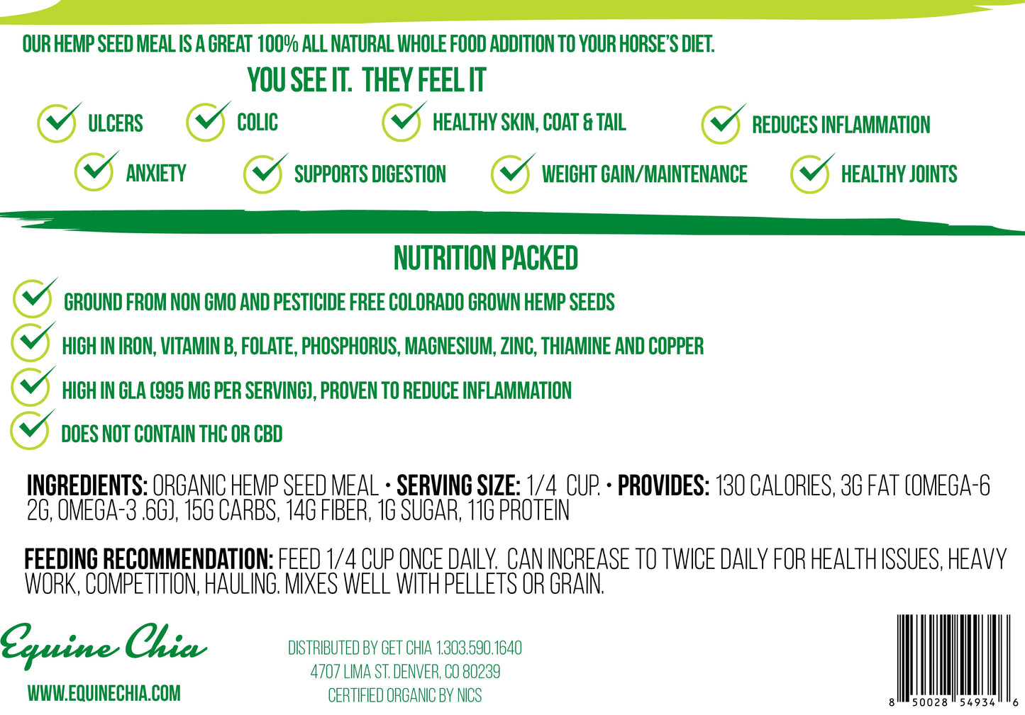 Organic Equine Hemp Meal 33% Protein