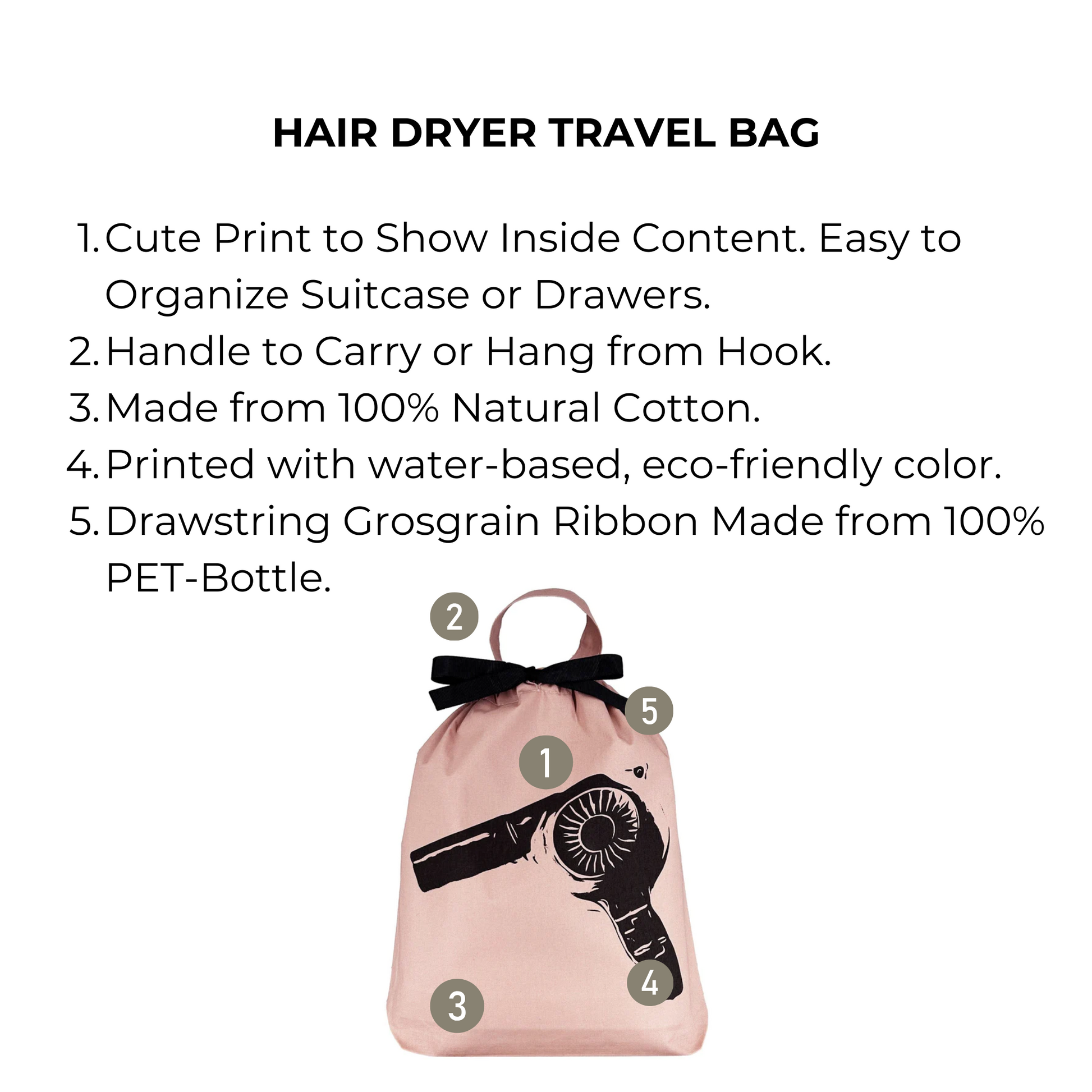 Hair Dryer Travel Bag, Pink/Blush - Concordia Style Boutique