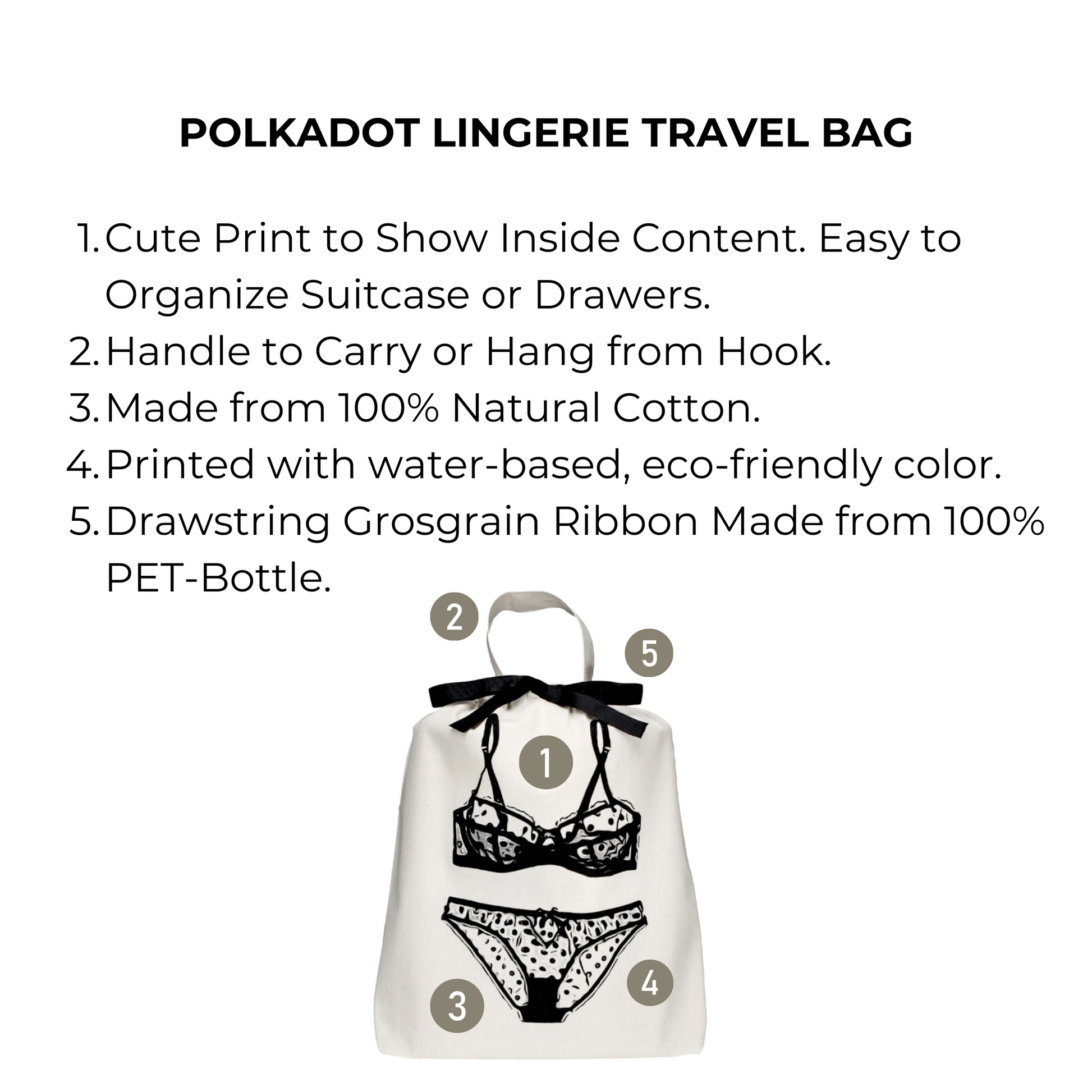 Polkadot Lingerie Travel Bag, Cream - Concordia Style Boutique