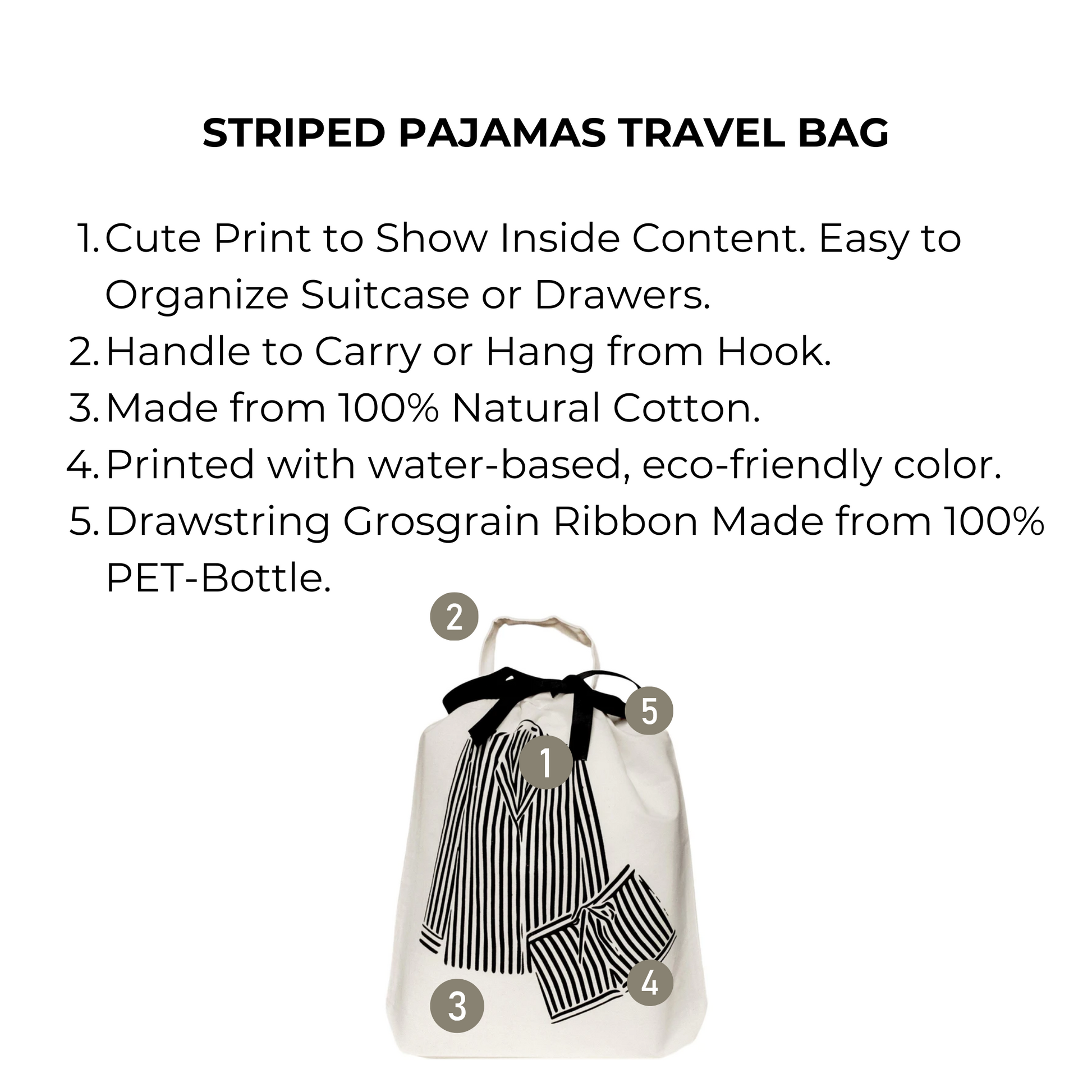 Striped Pajamas Travel Bag, Cream - Concordia Style Boutique