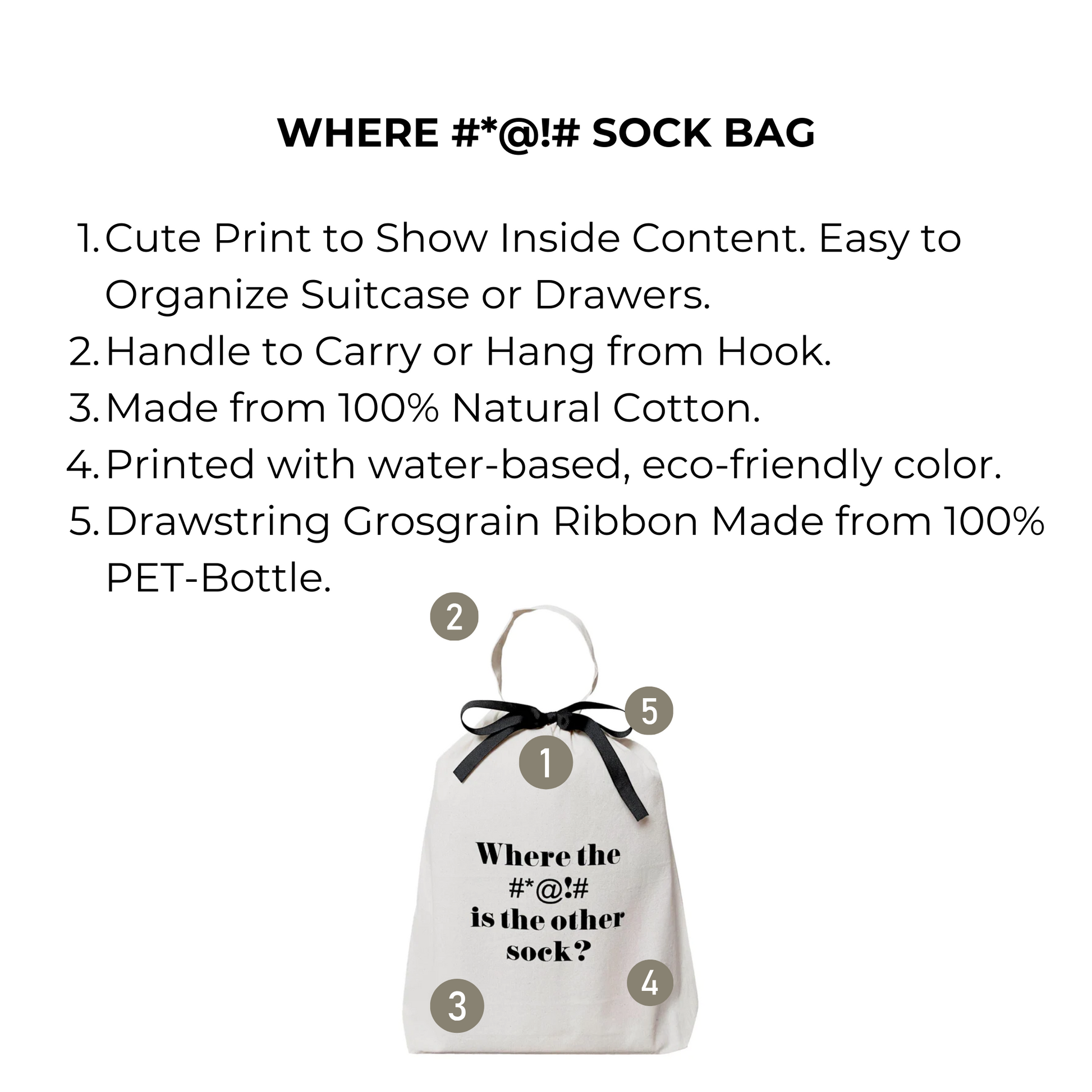 Where #*@!# Sock Bag, Cream - Concordia Style Boutique